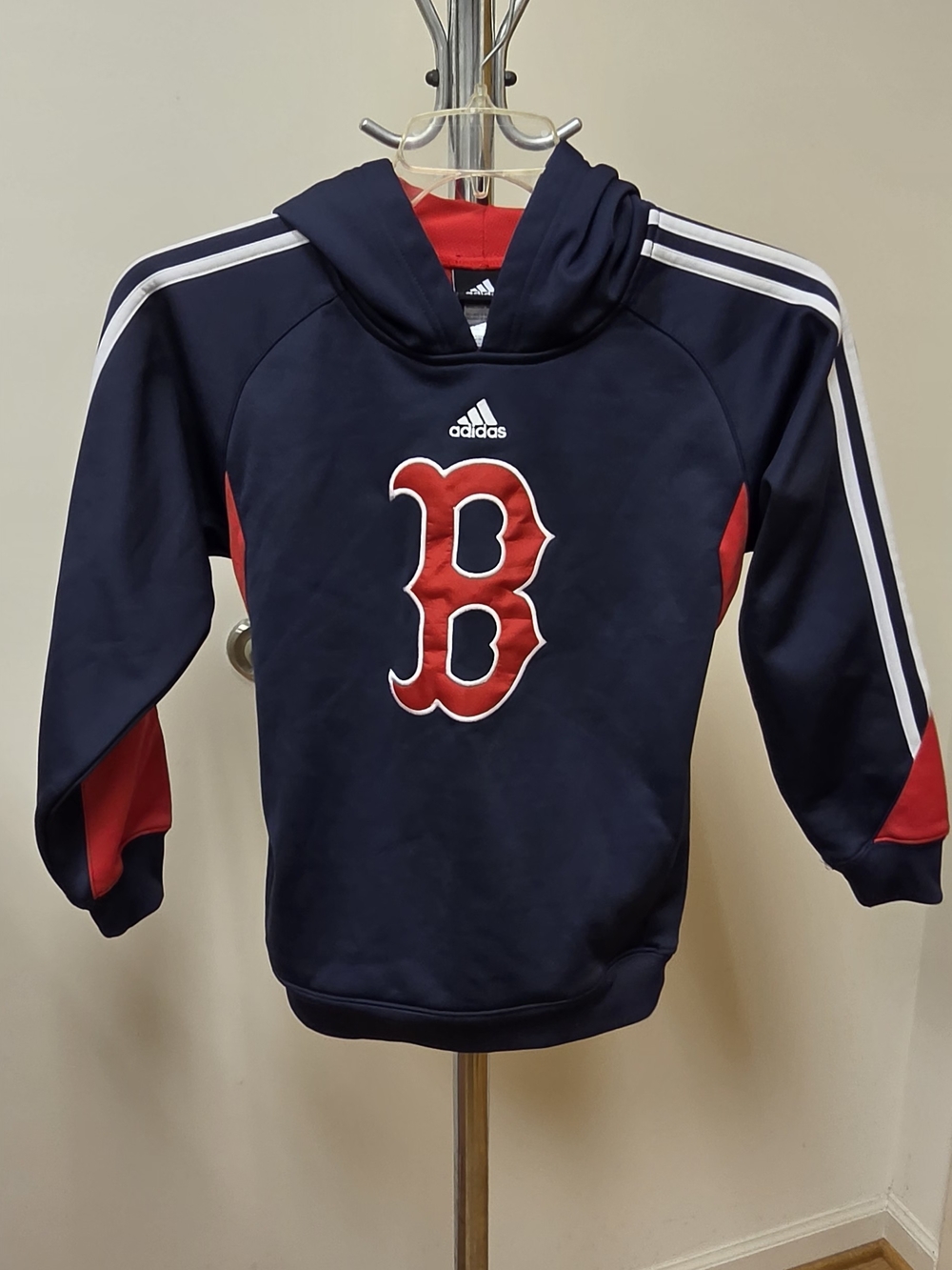 adidas Kids Navy Hoodie with Red Boston 'B' Logo